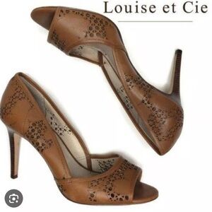Louise et Cie Gretel Tan Laser Cut Peep-Toe Pump Heels Size 8